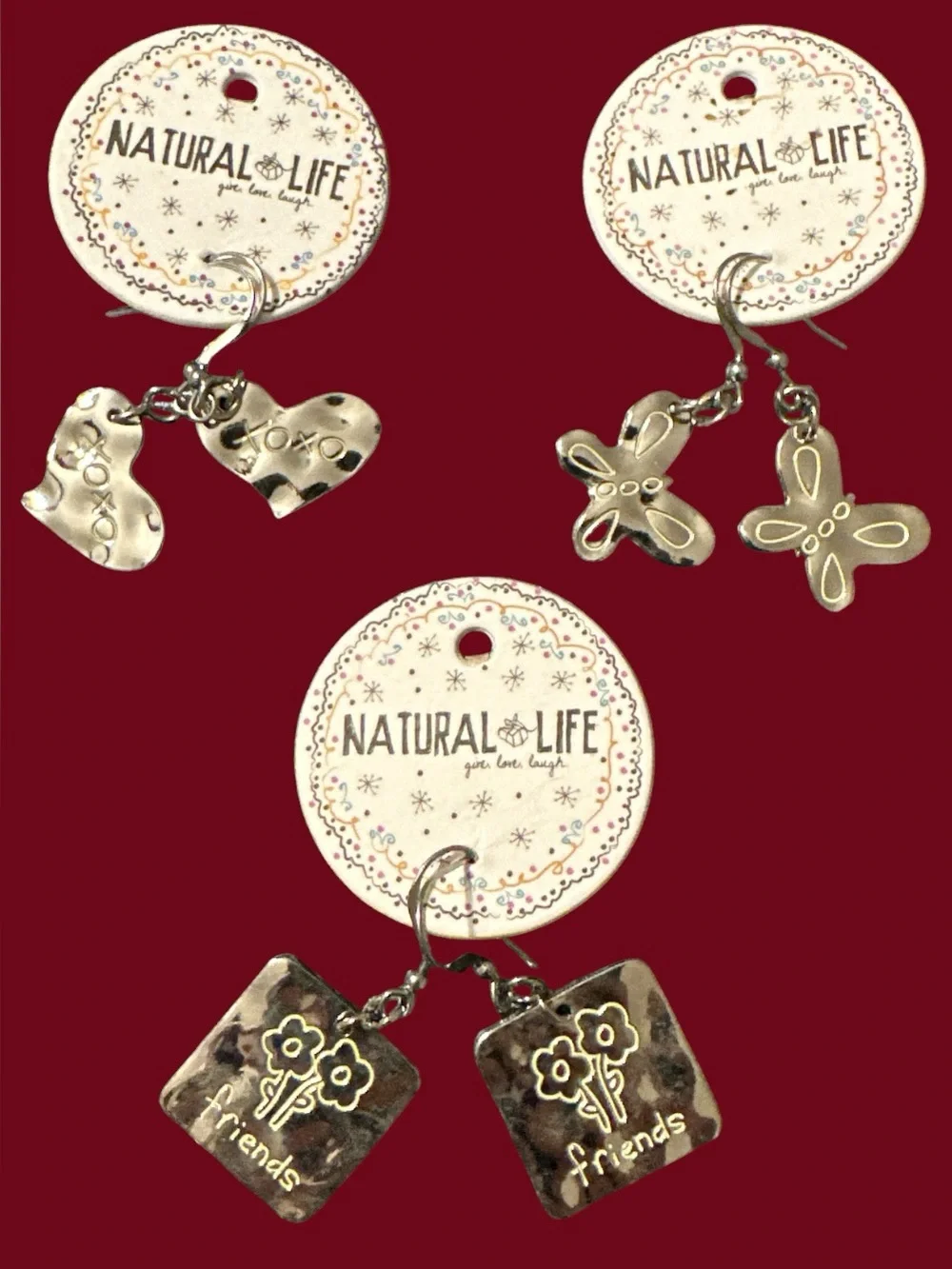 3 pair NATURAL LIFE  Earrings